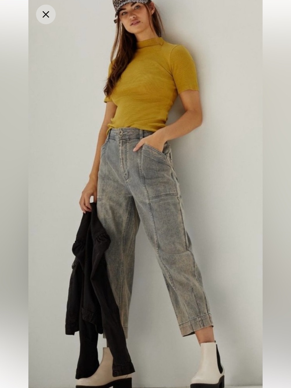 Gray Washed Boyfriend Jeans - Relaxed High-Rise Fit